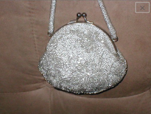 Vintage 1940's Silver Beaded Evening Bag Purse