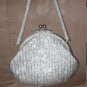Vintage 1940's Silver Beaded Evening Bag Purse