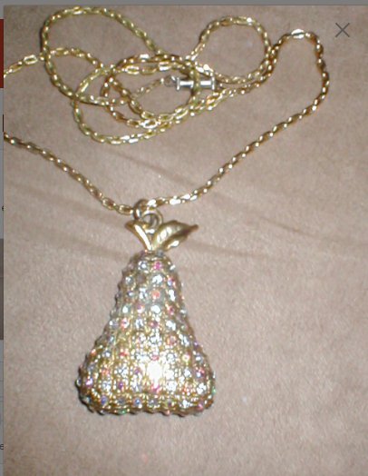 Huge Aurora Rhinestone PEAR Pendant Necklace