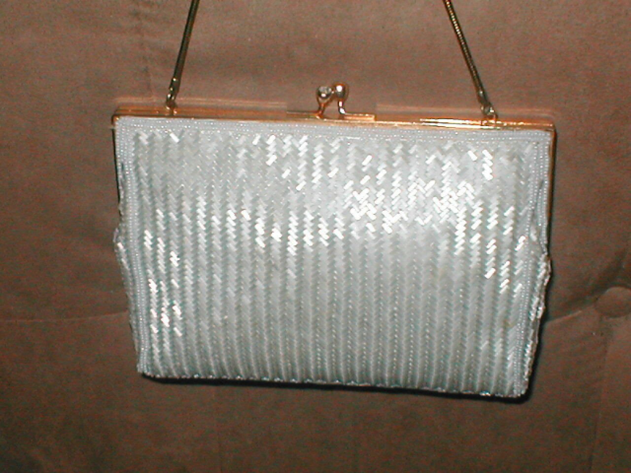 Vintage 1950's White Beaded Evening Bag Purse by Walborg