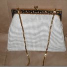 1950's Vintage Whiting & Davis WHITE Metal Mesh Evening Bag