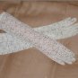 Vintage 1950's elbow-length Ivory Floral Print Sheer Gloves