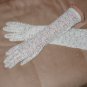 Vintage 1950's elbow-length Ivory Floral Print Sheer Gloves