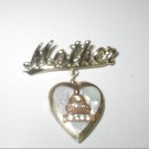 Vintage 1940's MOTHER Brooch Pin with Heart Locket