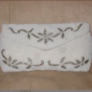 Antique Vintage Ivory & Pewter Beaded Clutch Purse by JORELLE