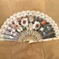 1970's Vintage Floral Print and Lace Hand Fan
