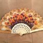 Vintage signed Hand Painted Linen Fan in Autumn Tones
