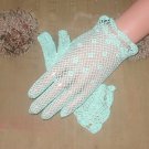 1950's Vintage French Crochet TURQUOISE Cotton Dress Gloves