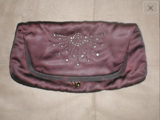 1950's Vintage Brown Satin "INGBER" Evening Clutch Purse