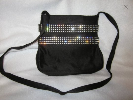 Vintage Black Silk Rhinestone Evening Purse by WALBORG