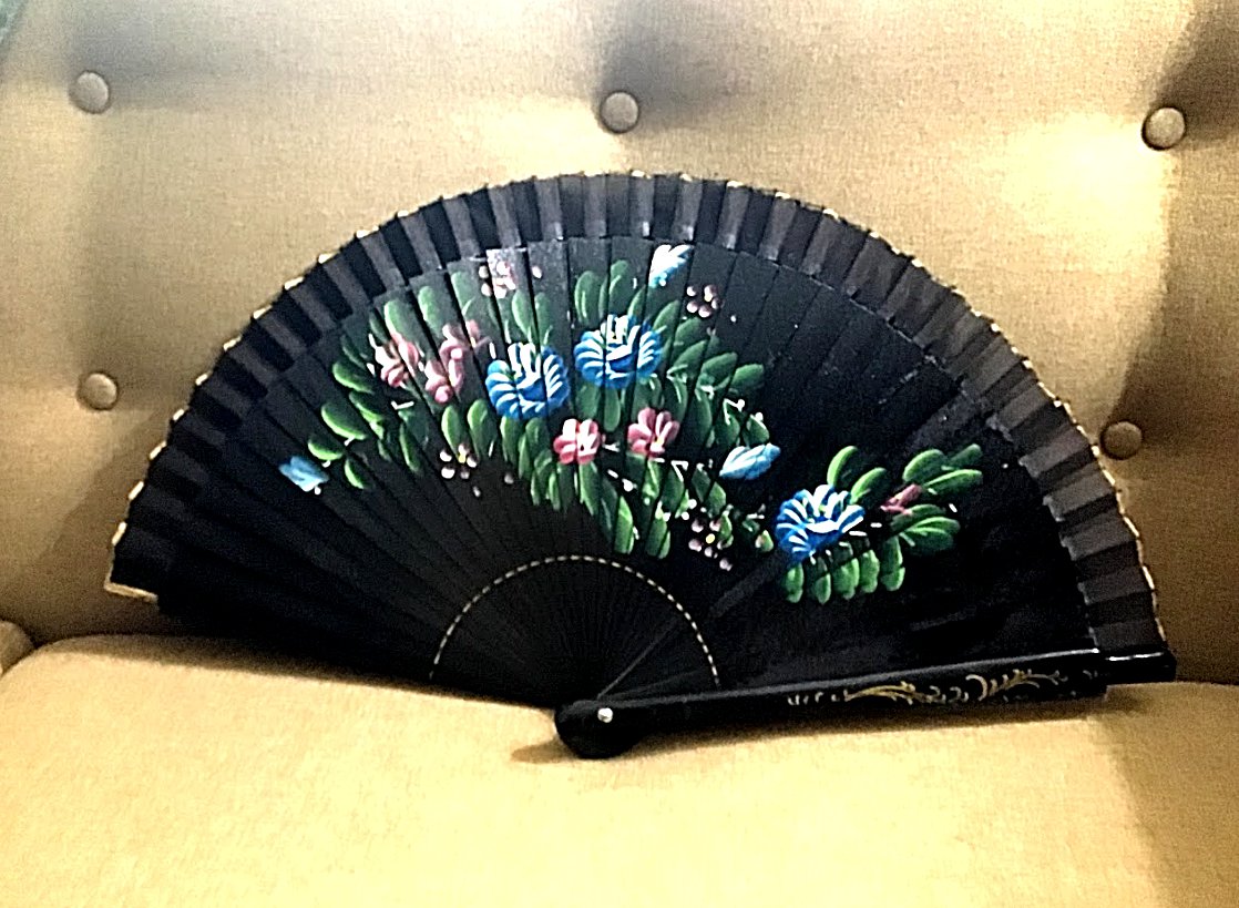 Vintage 1950's Hand Painted Fan from SPAIN
