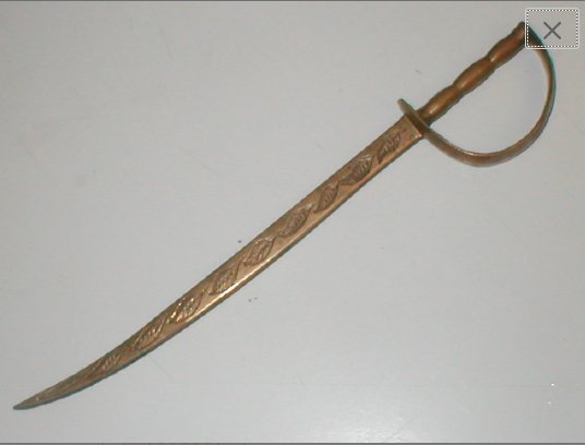 Antique Brass Sword, Letter Opener circa 1930's