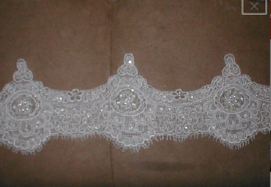 Heavily Beaded Silk Venice Lace Border Trim
