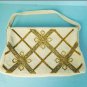 Vintage 1930's Cream & Gold Beaded Evening Bag made in Belgium