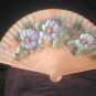 Vintage 1970's signed Hand Painted Wooden Hand Fan