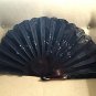 LARGE Vintage Hand Painted Fan with Black Lace, SPAIN