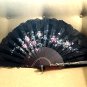 LARGE Vintage Hand Painted Fan with Black Lace, SPAIN