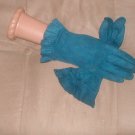 Vintage 1950's Blue Suede Dress Gloves