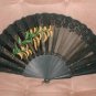 Antique Hand Painted Silk & Lace Folding Fan circa 1800's