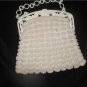 Vintage 1940's Ivory Crochet Handbag with Celluloid Frame and Chain
