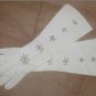 Vintage 1940's Rhinestone Beaded ivory Cotton Gloves