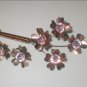 Vintage 1940's Pink Rhinestone Bouquet Brooch & Earrings Set