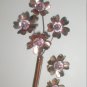 Vintage 1940's Pink Rhinestone Bouquet Brooch & Earrings Set
