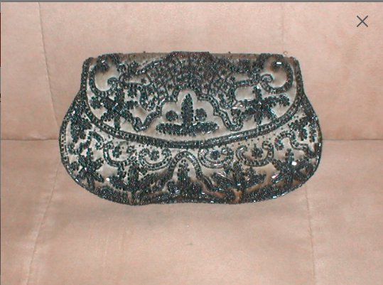 Vintage Black Beaded Evening Bag made in FRANCE by Michel Swiss