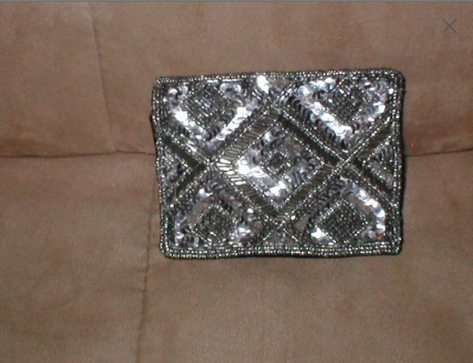 Vintage Silver Beaded Evening Clutch Purse
