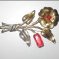 Antique 1920's STERLING Rhinestone Flower Brooch