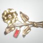 Antique 1920's STERLING Rhinestone Flower Brooch