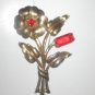 Antique 1920's STERLING Rhinestone Flower Brooch