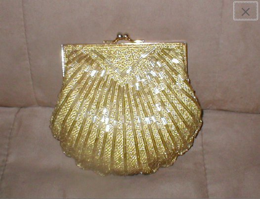Vintage Gold Beaded Clamshell Evening Purse