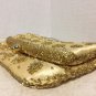 Vintage 1950's Ivory Satin Gold Beaded Clutch Purse