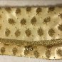 Vintage 1950's Ivory Satin Gold Beaded Clutch Purse