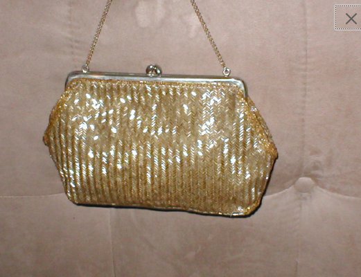 1950's Vintage Gold Bugle Beaded Evening Purse