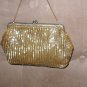 1950's Vintage Gold Bugle Beaded Evening Purse