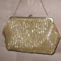 1950's Vintage Gold Bugle Beaded Evening Purse