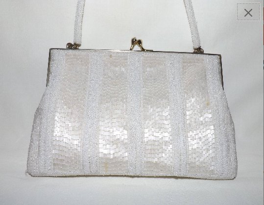1950's Vintage White Beaded Evening Bag Purse by WALBORG