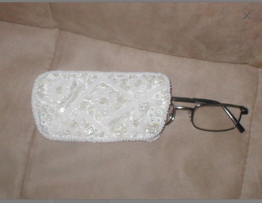 Vintage White Beaded Eyeglasses Case