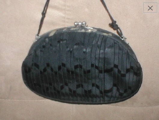 RARE circa1928 Black pleated Silk Evening Purse