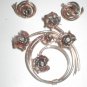 Antique 1910's Gold plated Sterling Silver Brooch Pin and Earring Set