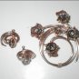 Antique 1910's Gold plated Sterling Silver Brooch Pin and Earring Set