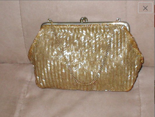 Vintage Gold Bugle Beaded Evening Purse