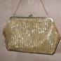 Vintage Gold Bugle Beaded Evening Purse