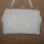 1940's Vintage WHITE Beaded Evening Purse with Moonstone Clasp