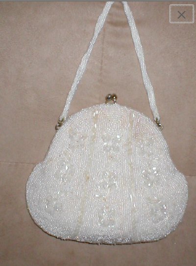 Vintage WHITE Beaded Evening Bag Purse circa 1930's