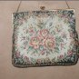 Antique 1930's floral Needlepoint Tapestry Purse FRANCE