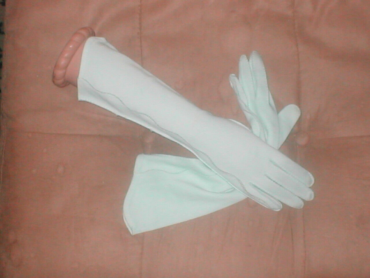 Vintage 1940's Ice-Blue Cotton Dress Gloves