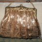 Vintage Whiting & Davis Gold Metal Mesh Evening Purse w/ Filigree Frame